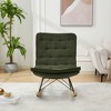 Upholstered Armless Lazy Rocking Chair with Wide Backrest and Seat Wood Base - 2 of 4