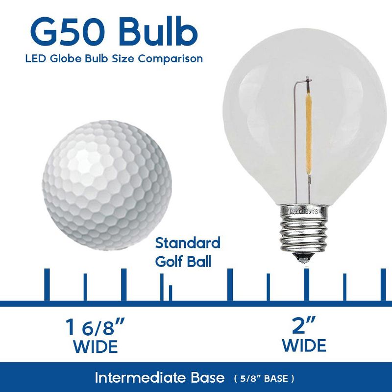 Novelty Lights G50 Globe Hanging Outdoor String Light Replacement Bulbs E17 Intermediate Base 7 Watt, 3 of 8