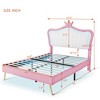 Queen/Full Size Upholstered Platform Bed Frame with LED Lights, Princess Bed with Crown Headboard-ModernLuxe - 3 of 4