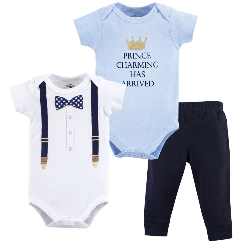 Little Treasure Baby Boy Cotton Bodysuit and Pant Set, Prince Charming, 1 of 2