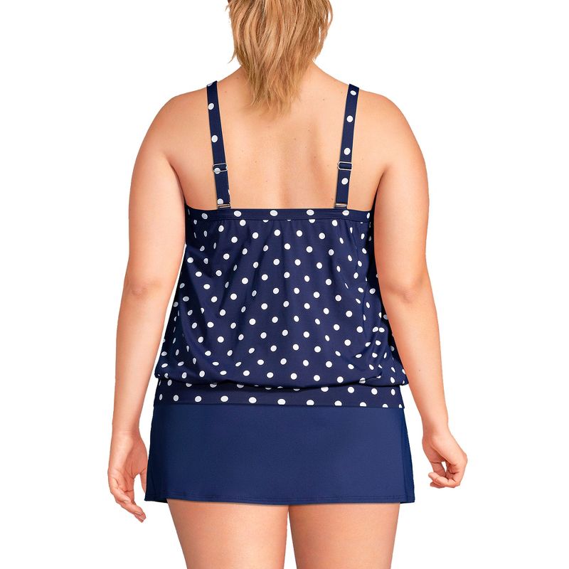 Lands' End Women's Blouson Tummy Hiding Tankini Top Swimsuit Adjustable Straps, 2 of 6