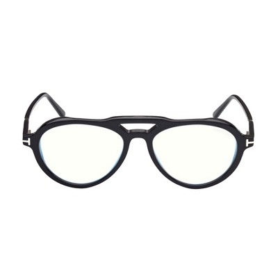 Tom Ford FT 5760-B 001 Unisex Aviator Eyeglasses Shiny Black 55mm