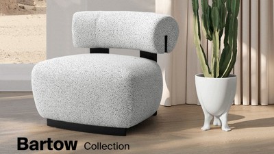 Bartow Black and White Faux Leather Barrel Accent Chair