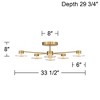 Possini Euro Design Chapman 33 1/2" Modern Semi Flush-Mount Ceiling Light Fixture Kitchen Foyer Hallway Sputnik 7-Light LED Warm Gold Finish Glass - 4 of 4