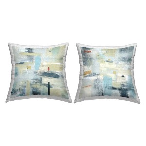 Stupell Industries Modern Blue Beige Abstract Cross Hatch Pattern (Set of 2) - 1 of 3