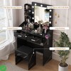 Makeup Vanity Desk w/Mirror and Lights Wood Vanity Table w/ Drawers Open Shelves Charging Station - 2 of 4