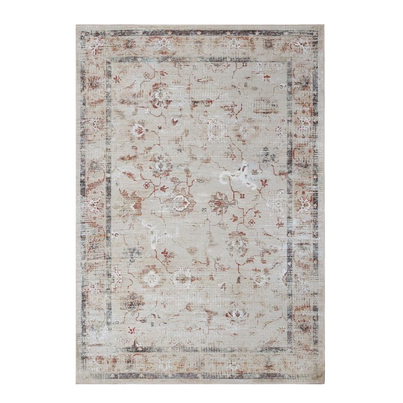 Floral Scroll Non-Slip Machine Washable Indoor Area Rug or Runner by Blue Nile Mills, 1 of 7