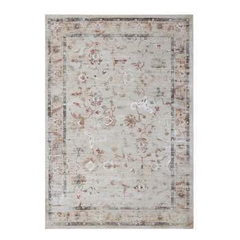 Floral Scroll Non-Slip Machine Washable Indoor Area Rug or Runner by Blue Nile Mills