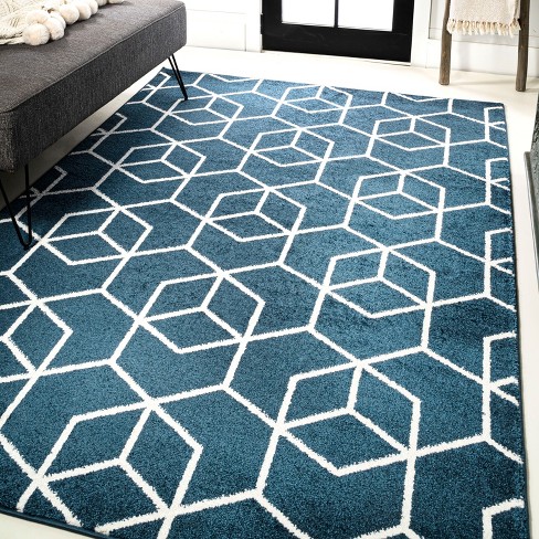 4'x6' Tumbling Blocks Modern Geometric Area Rug, Navy/white - Jonathan ...