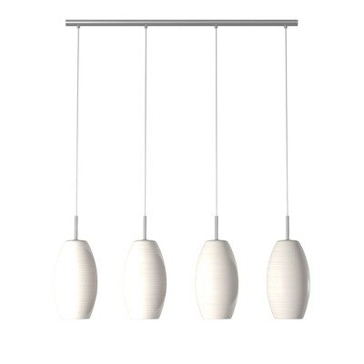 Elegant Batista Matte Nickel 4-Light Island Pendant with Hand-Made Glass