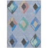 Denim Blue Mint Green And Gray Geometric Washable Indoor Outdoor Area Rug - 4 of 4