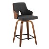 Set of 2 Stella Counter Height Barstools Walnut/Charcoal/Black - LumiSource: Fixed-Height, Swivel Seat, Footrest - 2 of 4