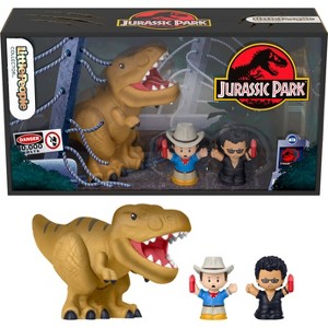 Little People Collector Jurassic Park Special Edition Set with Dinosaur for Movie Fans, 3 Figures - 1 of 4