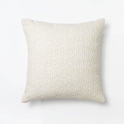 Woven Diamond Jacquard Square Throw Pillow Cream - Threshold™ designed with Studio McGee