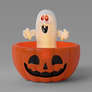 10.63" Light and Sound Ghosty Candy Bowl Halloween Decorative Prop Orange - Hyde and EEK! Boutique™ - 1 of 3