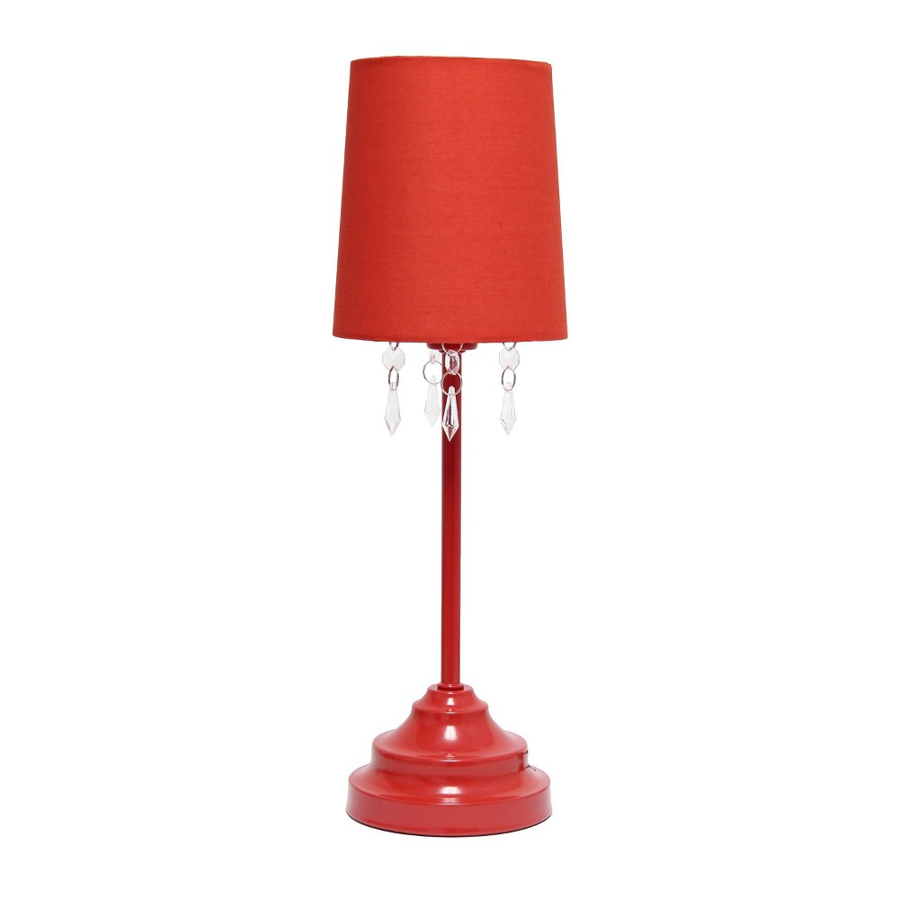 Table Lamp with Fabric Shade and Hanging Acrylic Beads Red - Simple Designs: Nightstand Decor, ETL Listed