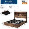 Homhougo Full Size Bed Frame with High Storage Bookcase Headboard, Wood Bed Frame with 4 Storage Drawers, Built in Charging Station, Brown - 2 of 4