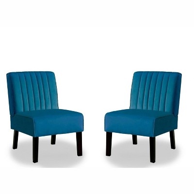 NicBex Velvet  Accent Chair with Minimalist Design,Modern Armless Chairs with Solid Wood Legs for Bedroom,Reading Room,2PC