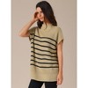 INSPIRE CHIC Women's Sleeveless Mock Neck Striped Cap Sleeve Knit Pullover Tank Tops - 3 of 4