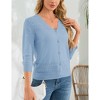 Coolmee Women's Cropped Cardigan 3/4 Sleeve Lightweight Crochet Shrug Hollowed Out Knit Sweater Tops - 4 of 4
