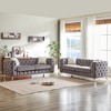 3-Seater + 3-Seater Velvet Modern Sofa with Tufted Buttons and Rolled Arms, Solid Wood Frame with Metal Legs, Includes 4 Cushions for Living Room - 2 of 4