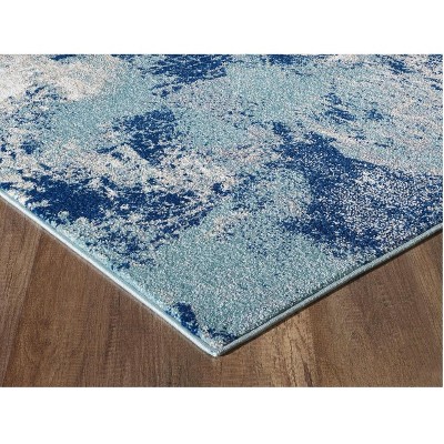 Blue and Turquoise Abstract 8' x 10' Synthetic Area Rug