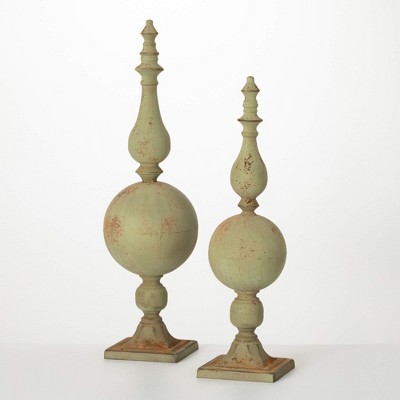 Sullivans 28" & 23.75" Patina Finial Sculpture Set of 2  Metal