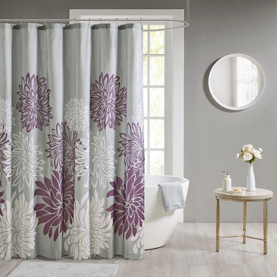 PAGED 72x72 Inch Shower Curtain Modern Cotton Shower Curtain with Large Floral Print for Bathroom, Machine Washable
