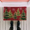 tag 1'6"x2'6" Coir Mat Tis This Season Red Background Green Pine Trees Rectangle Indoor and Outdoor Door Welcome Mat - 2 of 2