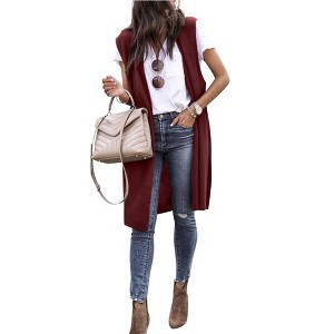 Nlife Womens Long Sweater Vests Sleeveless Open Front Cardigan Tunic Vest Long Cardigan Tops Coat for Fall Winter - 1 of 4