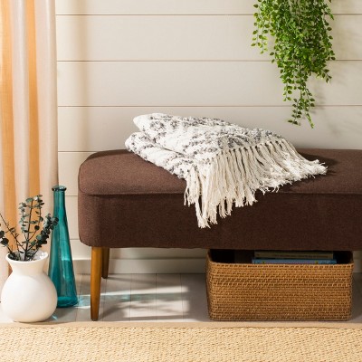 Gray and White Knitted Cotton Reversible Throw Blanket