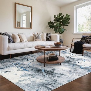 Machine Washable Area Rug 5x7 Contemporary Abstract Rug for Bedroom with Non Slip Backing Low Pile Soft Marble Printed Floor Carpet - 1 of 4