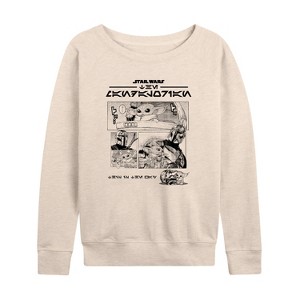 Women's - Star Wars - The Mandalorian Mando Manga Lightweight French Terry Wide Neck Long Sleeve Graphic Shirt - 1 of 4