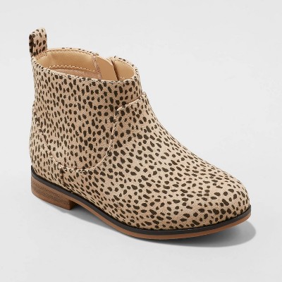 Toddler Girls' Onyx Leopard Spot Zipper Slip-On Chelsea Boots - Cat & Jack™ Brown 5