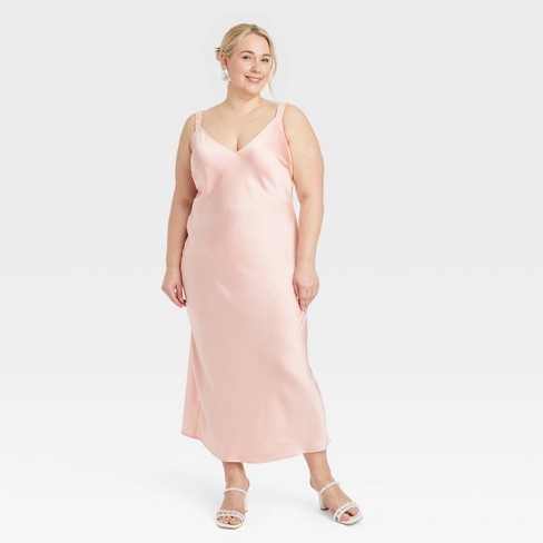 Women's Midi Slip Dress - Universal Thread™ Pink L
