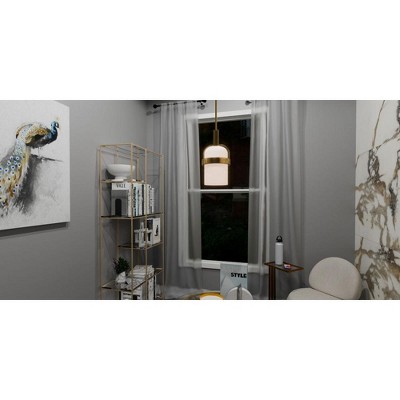 Aged Brass Mini Pendant Light with Alabaster Glass Shade