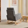 Modern Accent Rocking Recliner Armchair With Wood Legs,Teddy Fabric High Backrest Nursery Rocking Chair With Side Pocket And Leg Rest-Cuddlewood - 3 of 4