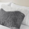 Sapphtopaz Shaggy Faux Fur Comforter Set, Tonal Wave Striped Ombre Bedding Set with Microfiber Reverse (Includes Comforter & Shams) - 4 of 4