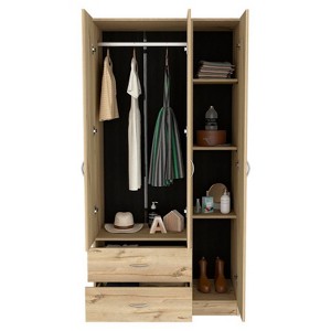 TIRAMISUBEST Austral 3 Door Armoire with Drawers - Mobile Lateral Filing Cabinet, Locking Wheels, Adjustable Shelf - 1 of 4