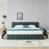 PAGED King Size Bed Upholstered Bed Frame with Drawer and Chenille Fabric Headboard, Easy Assembly, Noise Free - 2 of 4