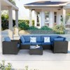 CAVINAS Patio Sectional Sets, 7 Pieces Outdoor Patio Conversation Sets, Modern Outdoor Sectional Furniture for Balcony, Black+Blue - 2 of 4