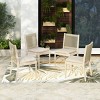 Coolbibila ModernWood Acacia Dining Chair,Beige Fabric Upholstered Dining Room Chair,Woven Rope Back Patio Outdoor Dining Chair - 2 of 4