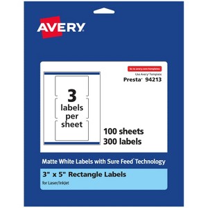 Avery Matte White Rectangle Labels, 3" x 5" - 1 of 4