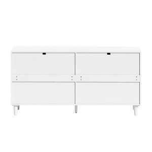 Gulches 59" White Rattan 6-Drawer Dresser, Metal Handle Storage Cabinet with Wood Legs for Bedroom, Living Room & Hallway - 1 of 4