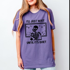 Simply Sage Market Wait Until It's Quiet Apple Short Sleeve Tee - L - Grape - 1 of 4