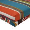 Outdoor 2-Piece Reversible Square Seat Cushion Set - Brown/Turquoise Floral/Stripe - Pillow Perfect - image 3 of 4