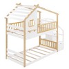 Stairway Twin-Over-Twin Bunk Bed,House Bed,Storage and Guard Rail,Natural Bed +White Stair - 4 of 4