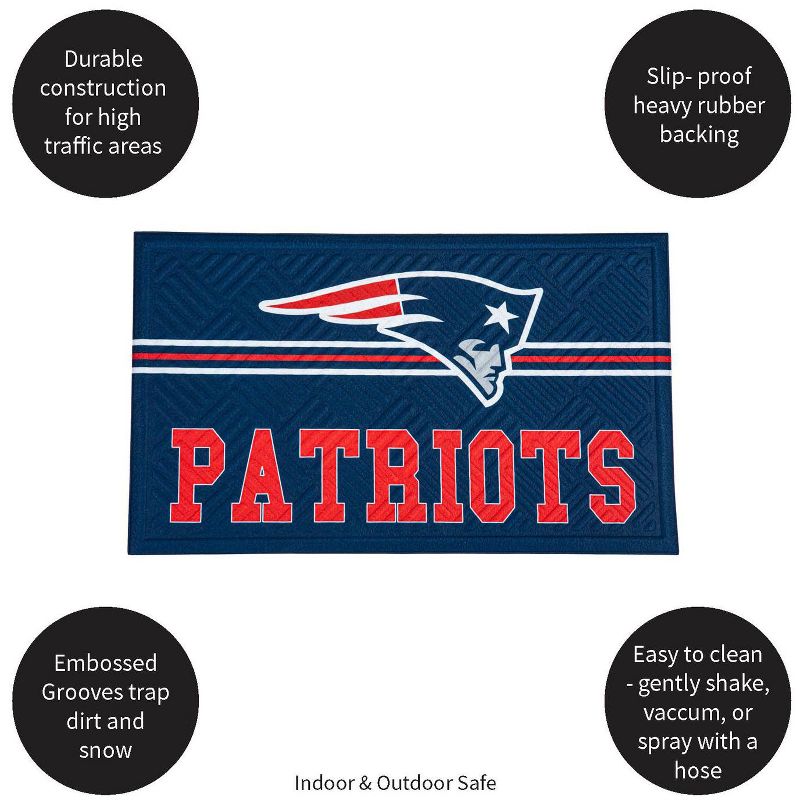 Evergreen NFL New England Patriots Embossed Mat Cross Hatch Indoor and Outdoor Doormat, 3 of 6