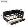 Twin Size Bed with L-shaped Bookcases & USB Charging Ports, Solid Wood Frame Bed with Storage Drawers for Small Spaces-Baofuwish - 4 of 4