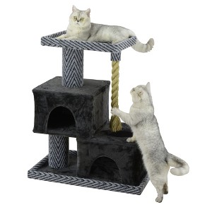 Go Pet Club 37" Sequoia Cat Tree House with Jungle Rope LP-851 - Gray/Black - 1 of 2